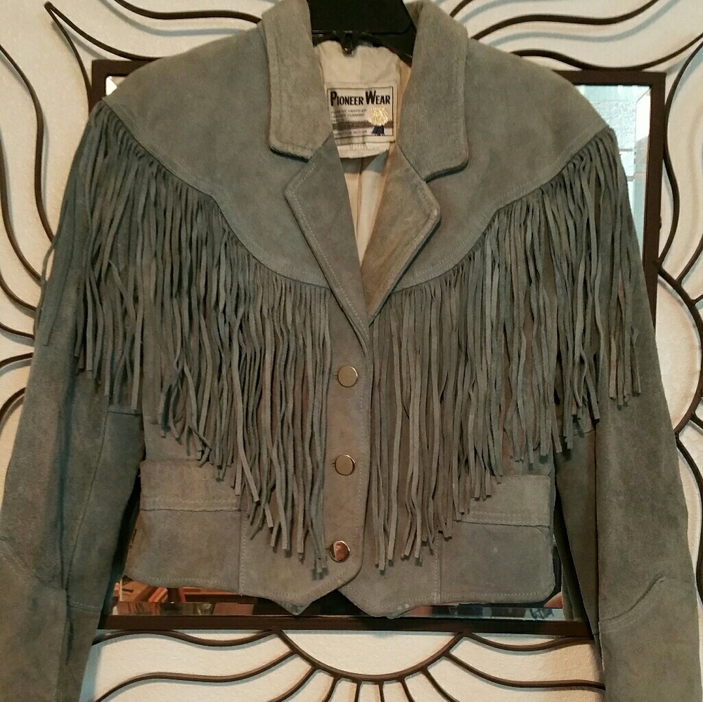 Vintage leather fringe coat